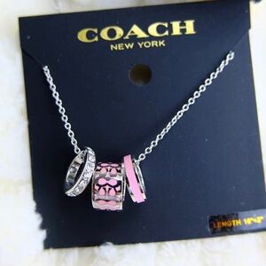 Coach Pink and Silver Ring Pendant Necklace